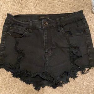 Black stretchy jean shorts